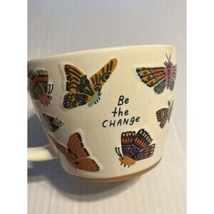 Opalhouse Stoneware 3D Butterfly “Be the Change” Coffee Mug Cup Boho New *READ*